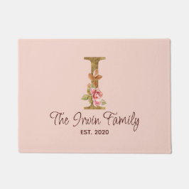 Individuelle Name Letter I Gold Foil Roses Rosa Ro Fußmatte