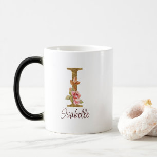 Individuelle Name Letter I Gold Foil Roses Rosa Ro Verwandlungstasse