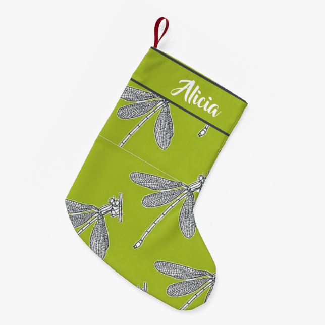 Individuelle Name-Libelle Kleiner Weihnachtsstrumpf (Vorderansicht (hängend))