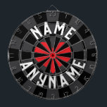 Individuelle Name Liebe JEDER NAME Black Charcoal  Dartscheibe<br><div class="desc">Individuelle Name Liebe JEDER NAME Bearbeitbarer Top- und Untertext mit Rotem Herz auf schwarz und Kohle farbenem Dartboard. Personalisieren Sie Top und Bottom Text nach Ihren Wünschen!</div>