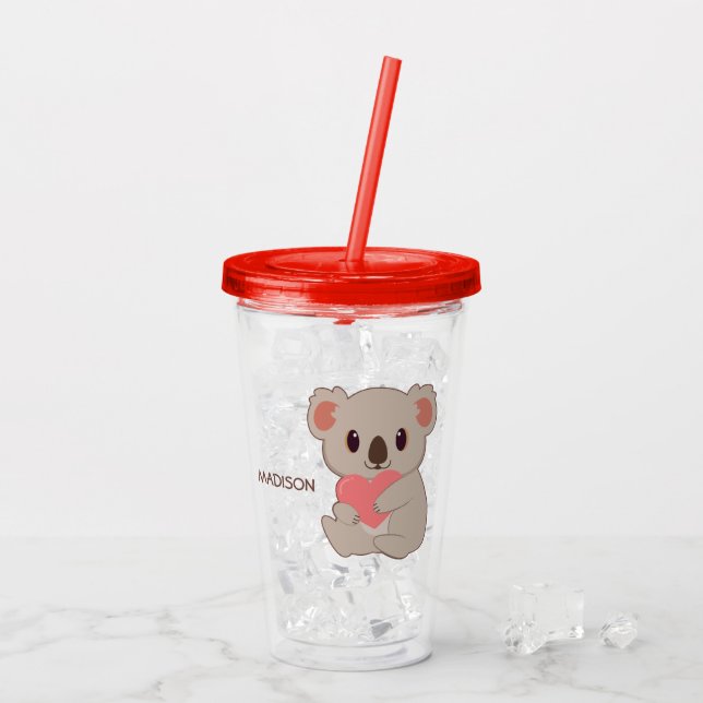 Individuelle Name Liebe Koala Acryltrinkbecher (Rückseite Ice)
