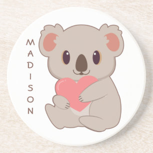 Individuelle Name Liebe Koala Getränkeuntersetzer