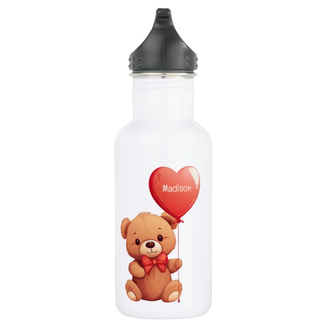 Individuelle Name Liebe Teddy Edelstahlflasche (Rechts)