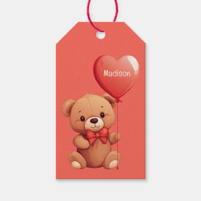 Individuelle Name Liebe Teddy Geschenkanhänger (Vorderseite)