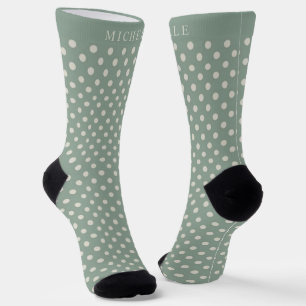 Individuelle Name Light sage Green White Polka Dot Socken