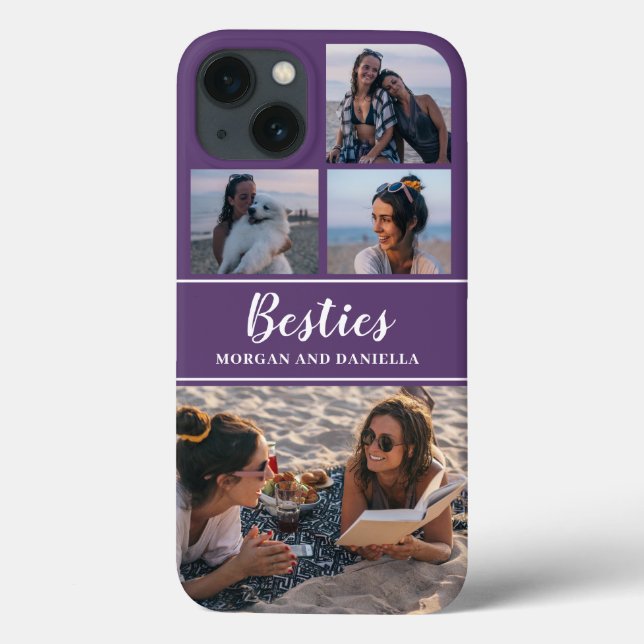 Individuelle Name Lila Best Friends FotoCollage Case-Mate iPhone Hülle (Rückseite)