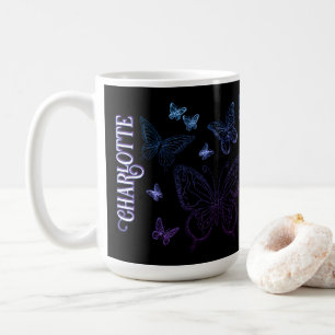 Individuelle Name Lila Blue Butterfly Geschenk für Kaffeetasse
