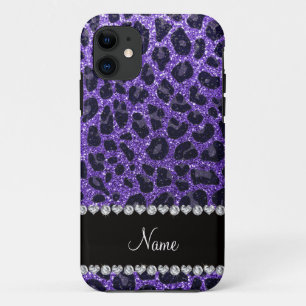Individuelle Name lila Glitzer Leoparden iPhone 11 Hülle