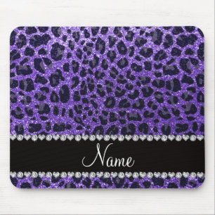 Individuelle Name lila Glitzer Leoparden Mousepad