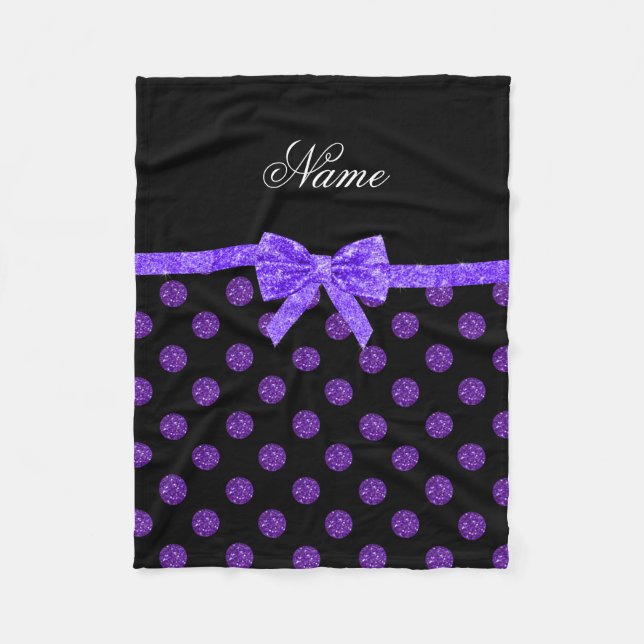 Individuelle Name lila Glitzer Polka Punkte Bug Fleecedecke (Vorderseite)