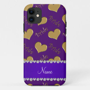 Individuelle Name lila Goldbridherzen Case-Mate iPhone Hülle
