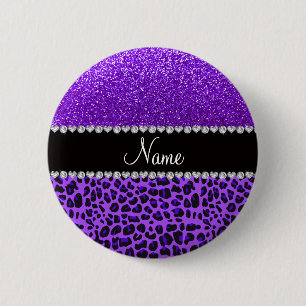 Individuelle Name lila Leopard Indigo lila Glitzer Button