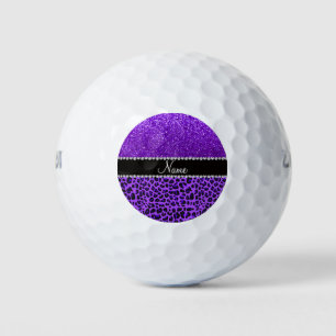 Individuelle Name lila Leopard Indigo lila Glitzer Golfball