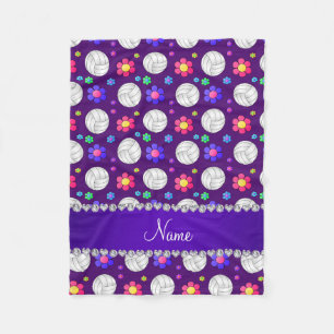 Individuelle Name lila Volleyball-RegenbogenBlume Fleecedecke