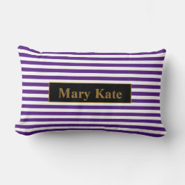 Individuelle Name Lila/Weiße Streifen Lendenkissen
