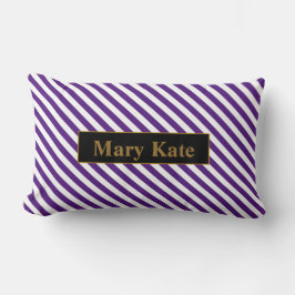 Individuelle Name Lila/Weiße Streifen Lendenkissen
