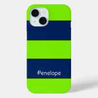 Individuelle Name Lime Green Dark Blue Stripes