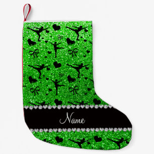 individuelle Name Limone Green Glitzer Figur Skate Kleiner Weihnachtsstrumpf