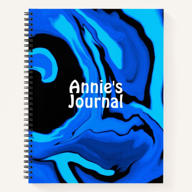 Individuelle Name Liquid Art Journal (blau) Notizbuch (Vorderseite)