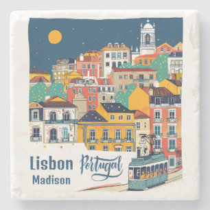 Individuelle Name Lissabon Portugal Steinuntersetzer