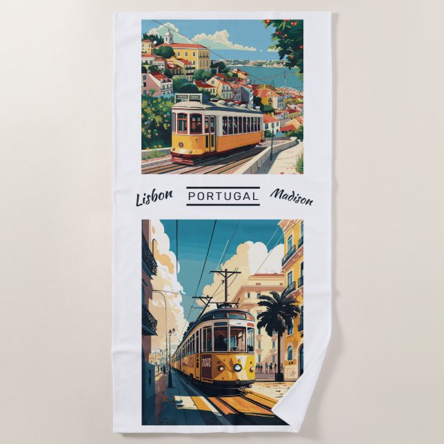 Individuelle Name Lissabon Portugal Strandtuch (Vorderseite)