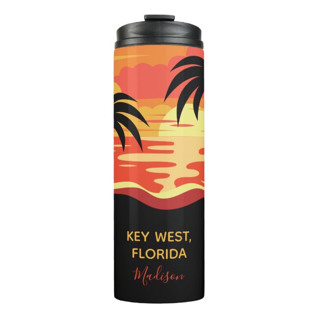 Individuelle Name & Location Tropical Beach tumble Thermosbecher (Vorderseite)