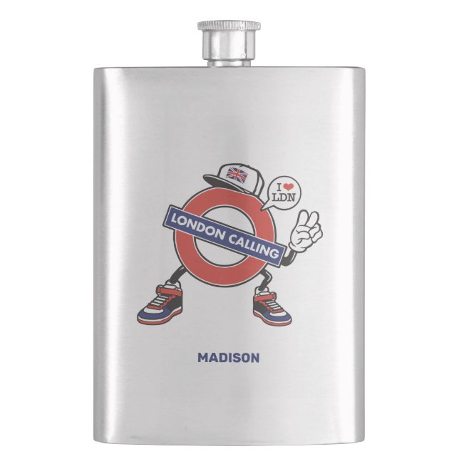 Individuelle Name London Anruf Flachmann (Vorderseite)