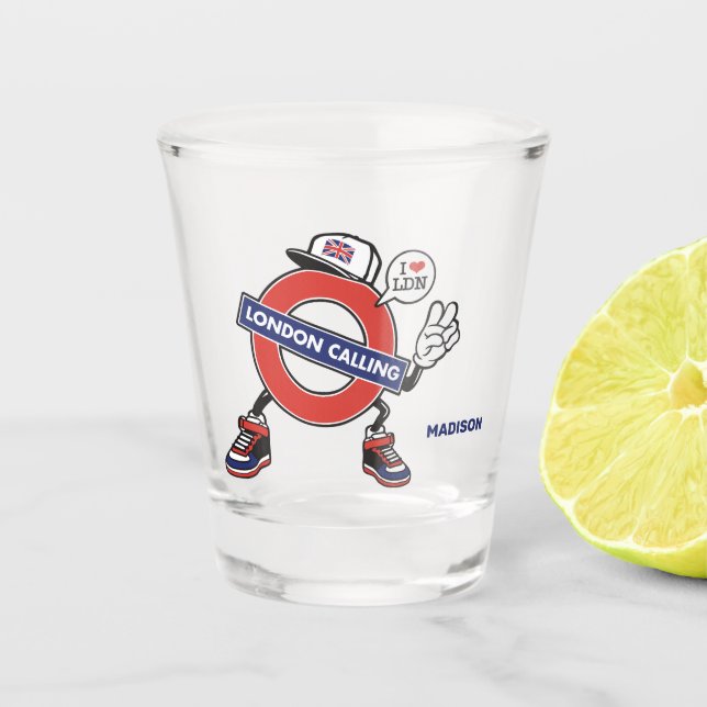 Individuelle Name London Anruf Schnapsglas (Vorderseite)