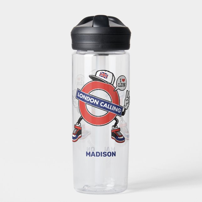 Individuelle Name London Anruf Trinkflasche (Vorderseite)