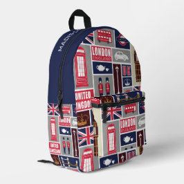 Individuelle Name London UK Icons Bedruckter Rucksack