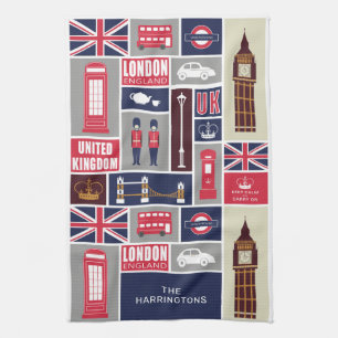 Individuelle Name London UK Icons Geschirrtuch