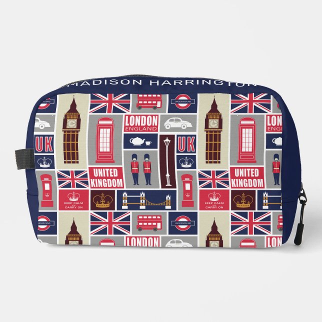 Individuelle Name London UK Icons Waschbeutel (Vorderseite)