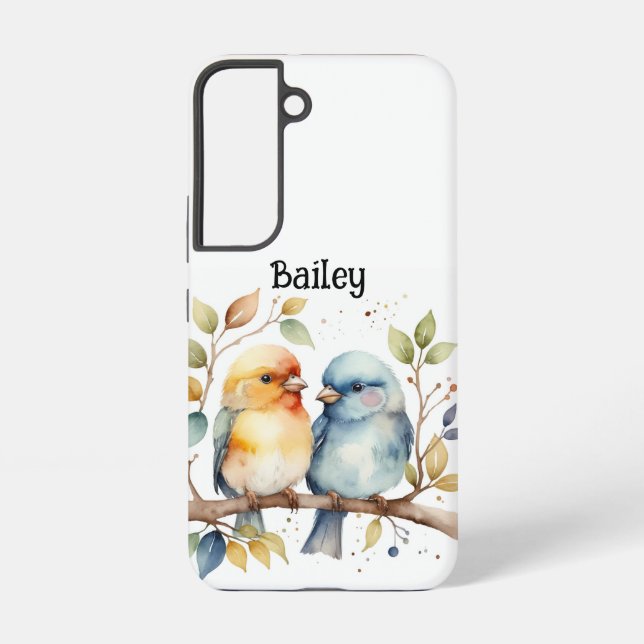 Individuelle Name Lovebirds Naturschutz am Meer Samsung Galaxy Hülle (Rückseite)