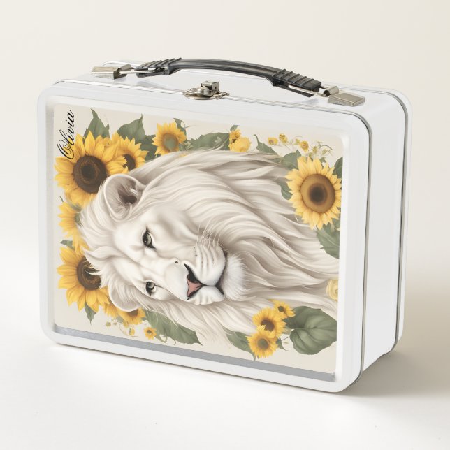 Individuelle Name Lunch Box, Sonnenblumen Magische Metall Brotdose (Vorderseite)