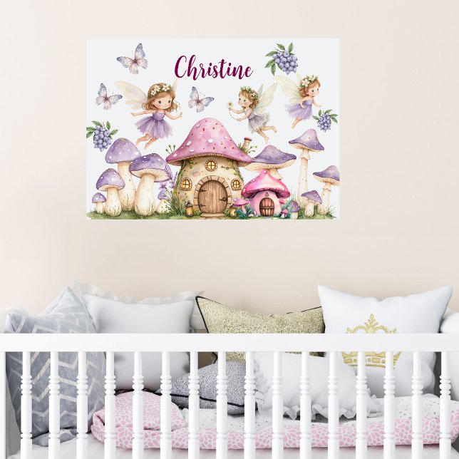 Individuelle Name Magic Fairies Pink Mushrooms Poster (Von Creator hochgeladen)