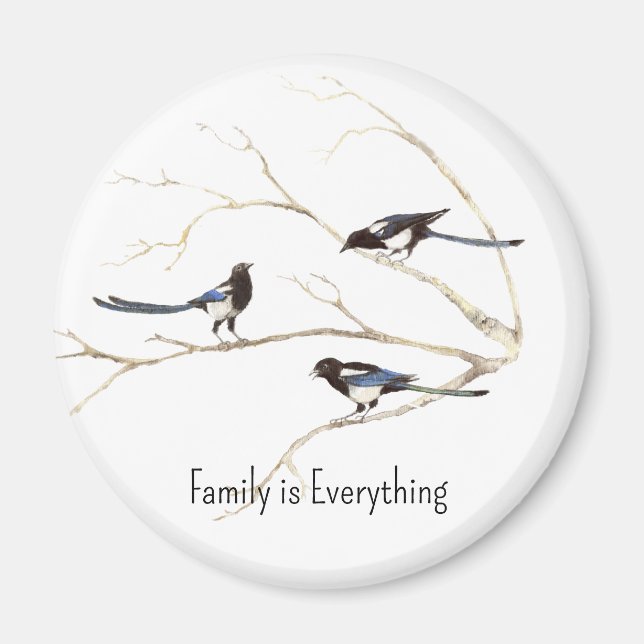 Individuelle Name Magpie Bird Family Magnet (Vorne)