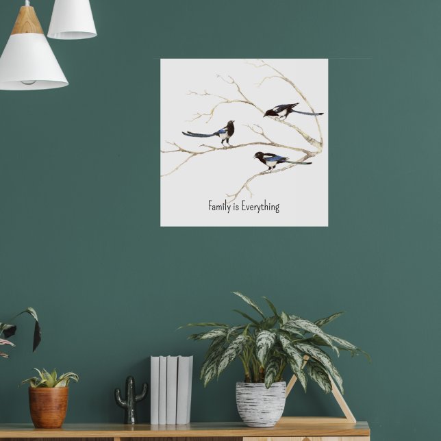 Individuelle Name Magpie Bird Family Poster (Wohnzimmer 1)