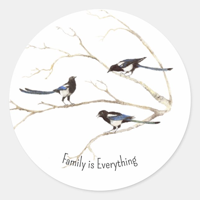 Individuelle Name Magpie Bird Family Runder Aufkleber (Vorderseite)