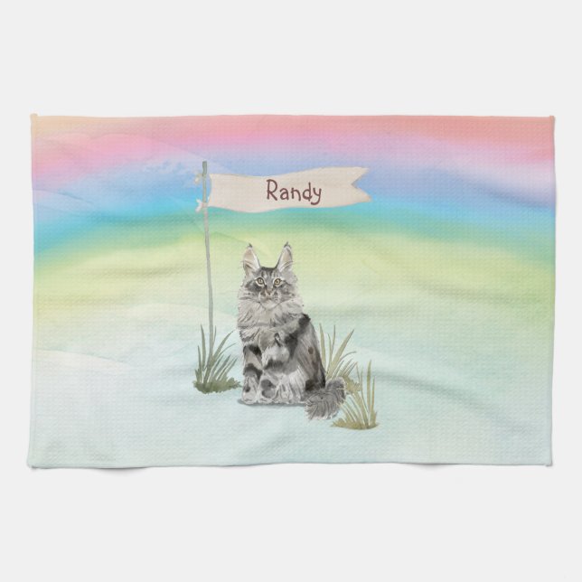 Individuelle Name Maine Coon Cat Pet Geschirrtuch (Horizontal)