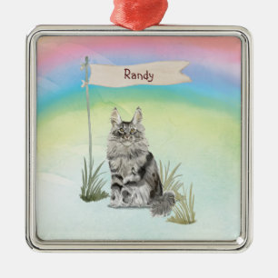 Individuelle Name Maine Coon Cat Pet Ornament Aus Metall