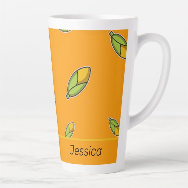 Individuelle Name-Mais auf Orange Milchtasse (Rechts)