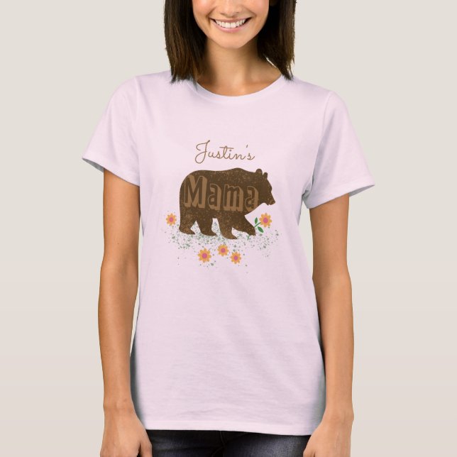 Individuelle Name Mama Bear T-Shirt (Vorderseite)