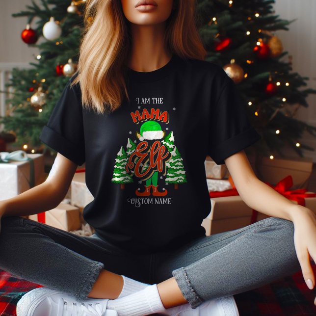 Individuelle Name Mama elf personalisiert T-Shirt (Von Creator hochgeladen)