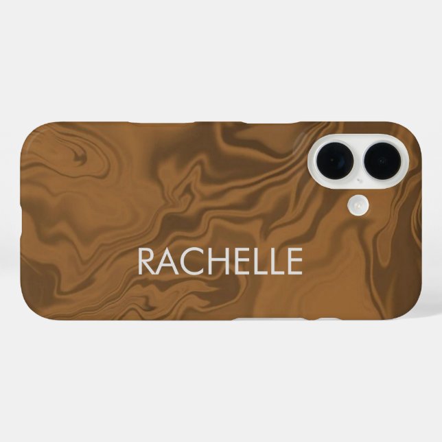 Individuelle Name Marmor braune Textur Case-Mate iPhone Hülle (Rückseite (Horizontal))