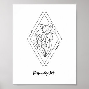 Individuelle Name März Daffodil Birth Blume Poster