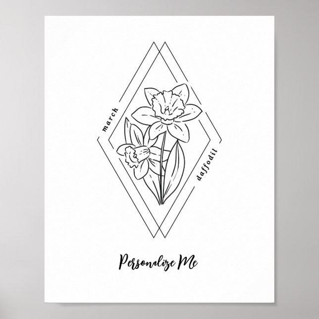 Individuelle Name März Daffodil Birth Blume Poster (Vorne)