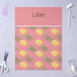 Individuelle Name-Maus und Käserosa Seidenpapier