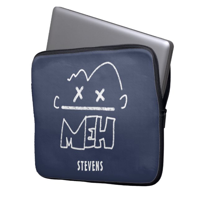 Individuelle Name Meh Funny Face Emoji Laptopschutzhülle (Vorderseite Links)