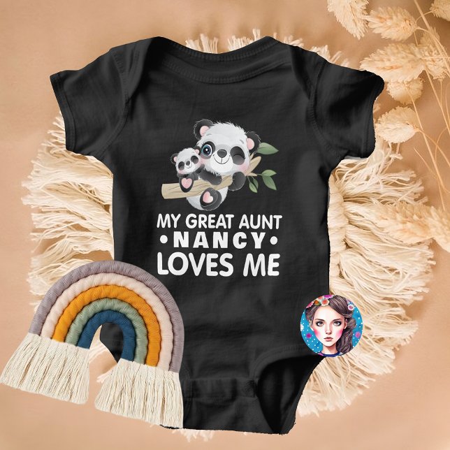Individuelle Name Meine große Tante Lieben Niedlic Baby Strampler (Custom Name My Great Aunt Loves Me Cute Pandas Baby Bodysuit)