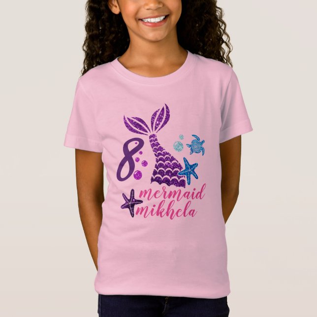 Individuelle Name Mermaid Unicorn Personalisiert G T-Shirt (Vorderseite)